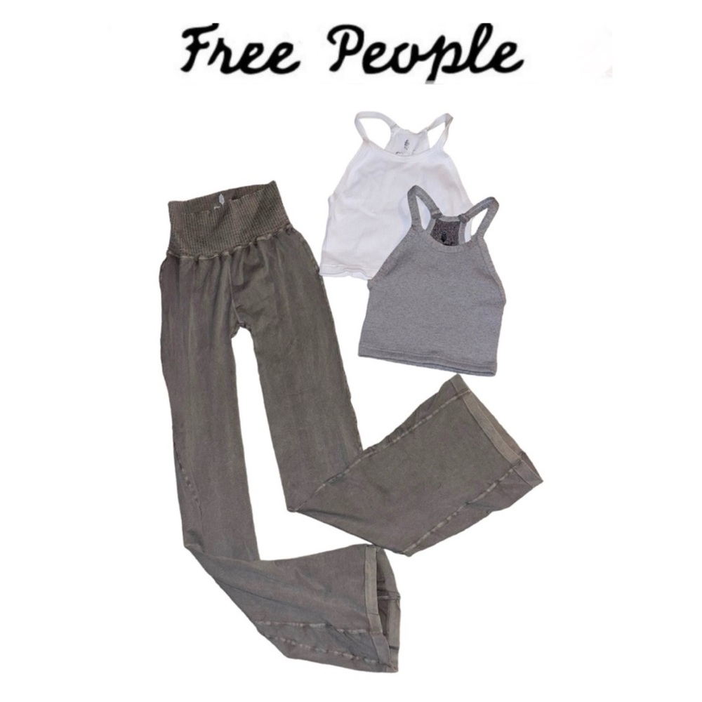 NEW [3-Pc] Free People Movement Good Karma Flare Leggings, & 2 Crop tops - Picture 6 of 6